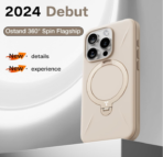 TORRAS 360° Spin Mag Stand for iPhone 16 Pro Max Case, Fit for Magsafe, Mil-STD Protective Hard PC Scratch-Resistant Ostand Case for iPhone 16 Pro Max Phone Case Desert Titanium, Dune Beige, 6.9 inch - Image 2