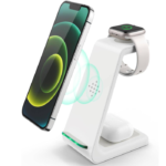 3 in 1 Wireless Charging Station, Fast Desk Charger Station for iPhone 17 16 15 14 13 12 Pro Max Plus, Charger Stand for Apple Watch 11 10 9 8 7 6 5 4 3 2 Ultra SE, Airpods 4 3 2 Pro (White)